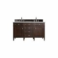 James Martin Vanities Brittany 60in Double Vanity, Burnished Mahogany w/ 3 CM Ethereal Noctis Quartz Top 650-V60D-BNM-3ENC